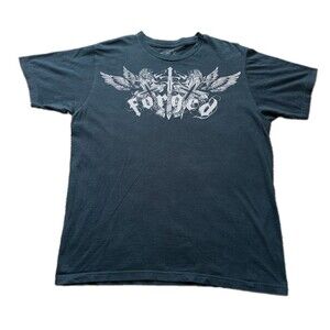 Forged Clothing Women's Double-Sided Skull Graphic T-Shirt Black Short Sleeve L